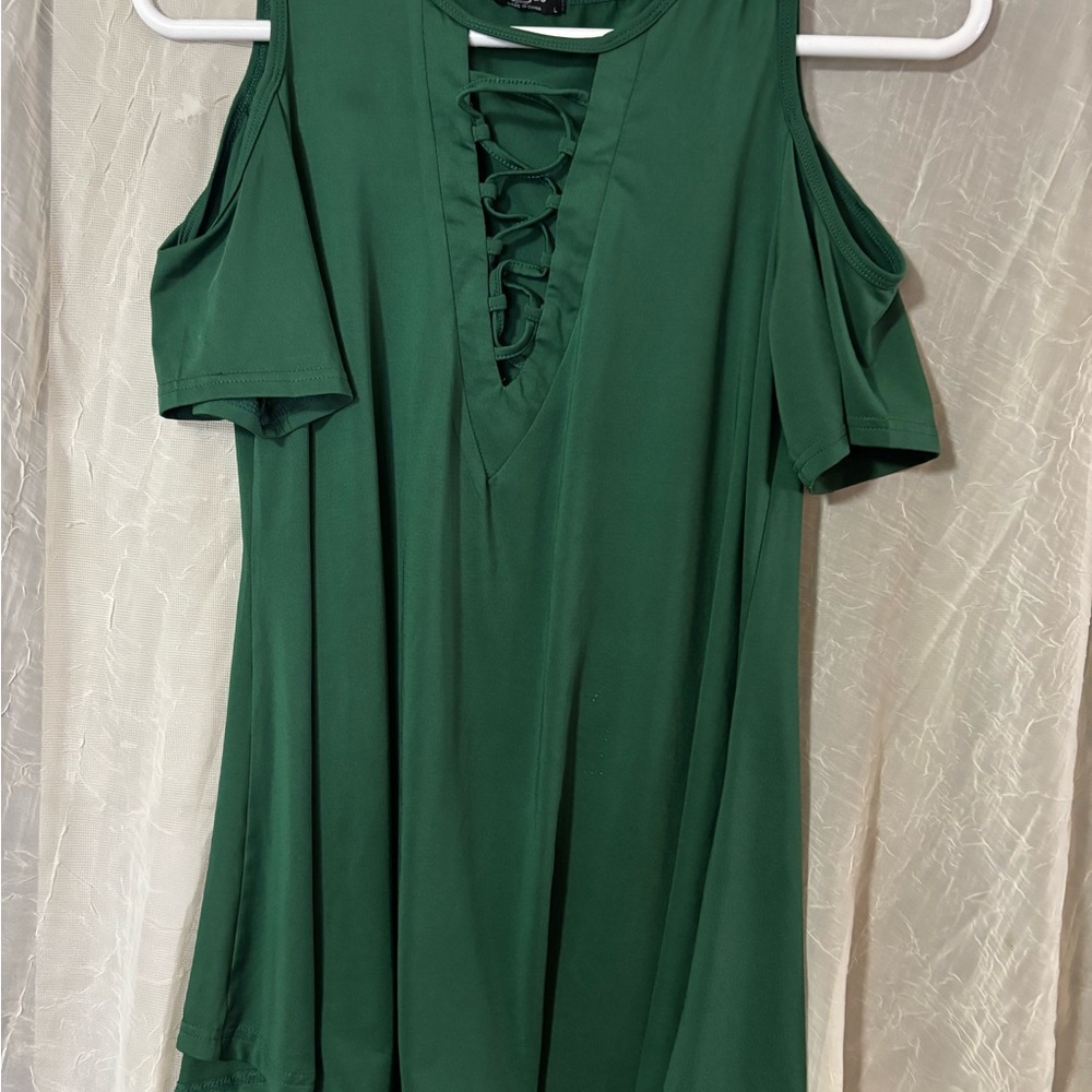 Green Cold Shoulder Top